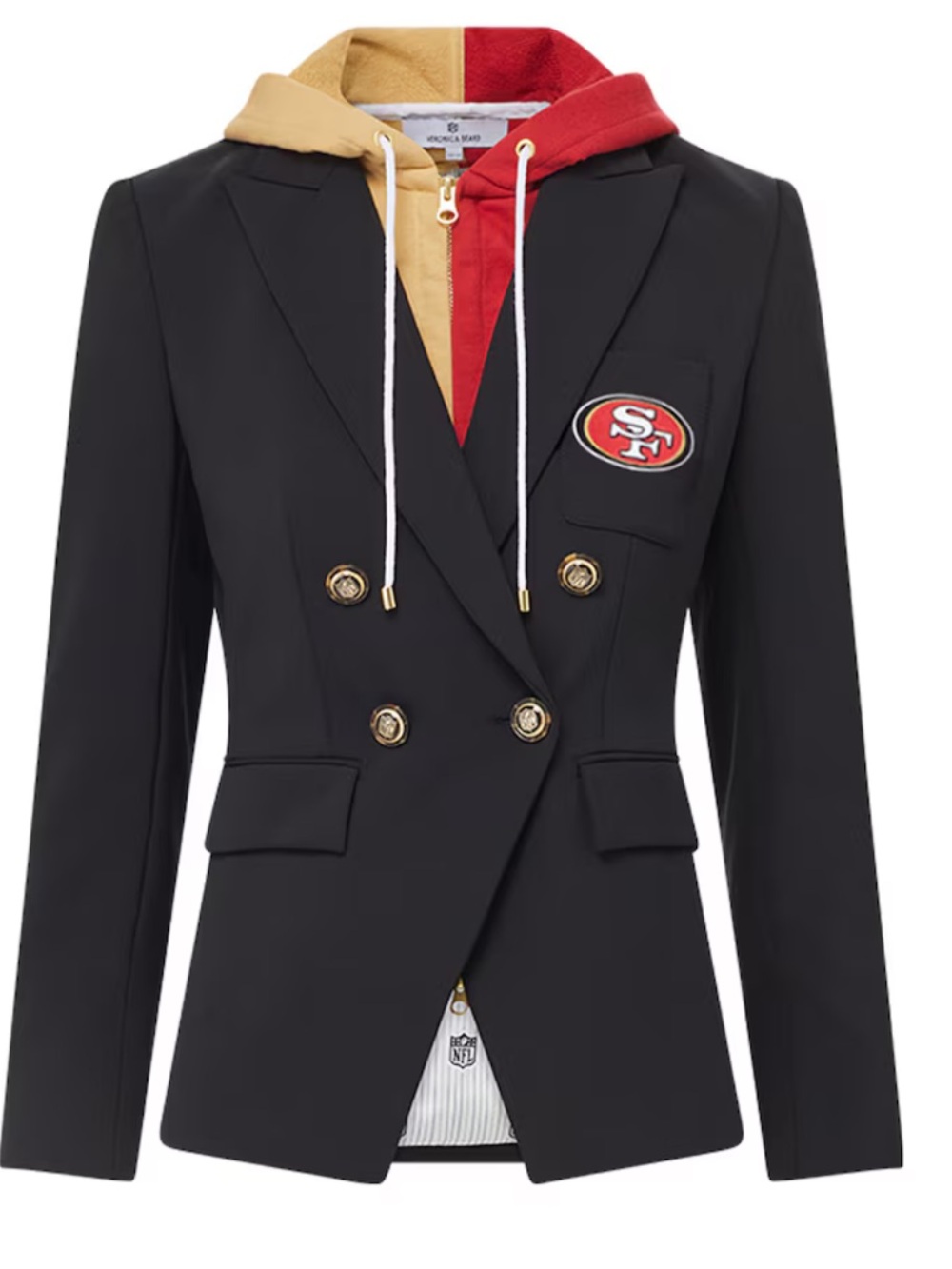 $998 Veronica Beard x NFL San Francisco 49ers black Miller Dickey jacket Size 8
